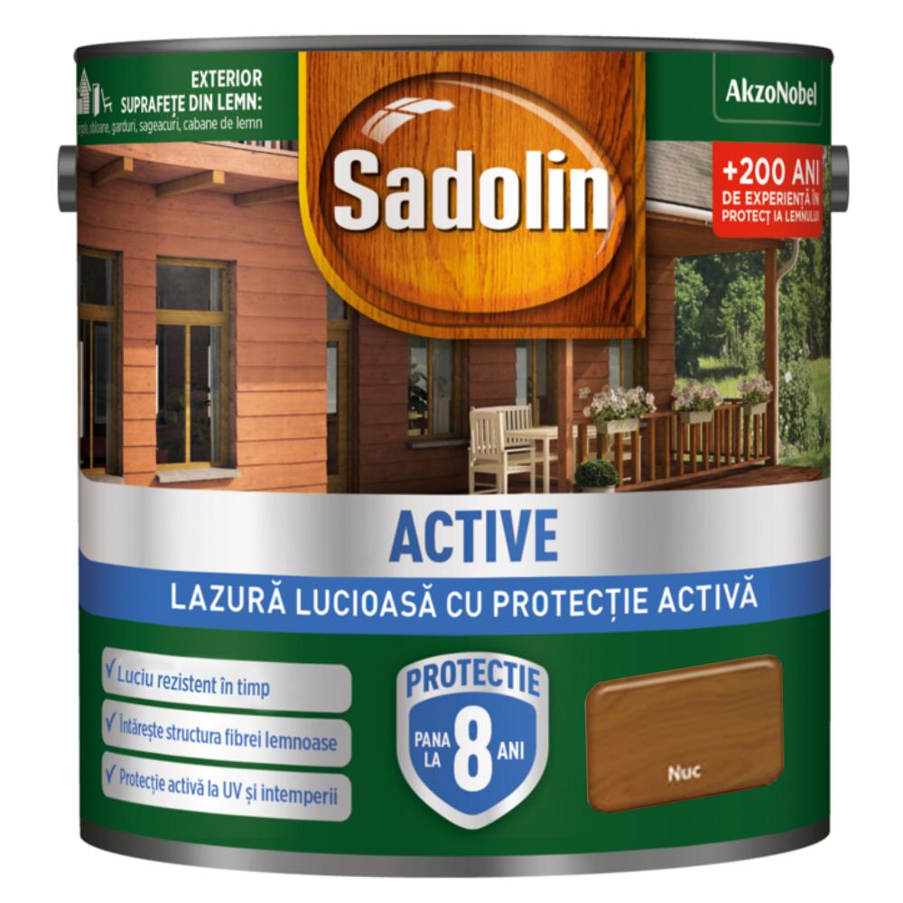 Lazura lucioasa pentru lemn Sadolin Active, nuc, interior/exterior, 5 l