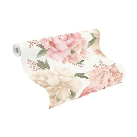 Tapet hartie Rasch Duplex 278705, roz/alb, model floral, 10 x 0.53 m
