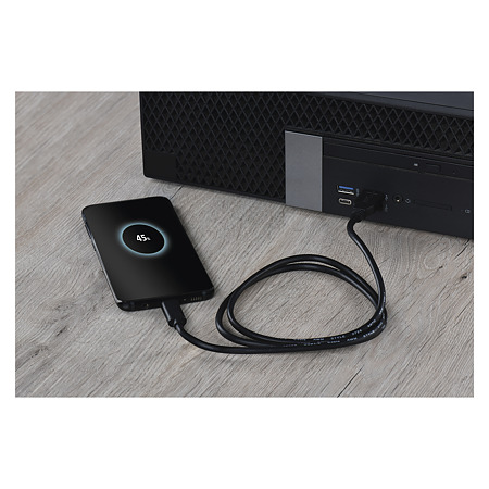Cablu USB Emos, 3.0 A tata - 3.1 C tata, incarcare rapida, negru, 1 m