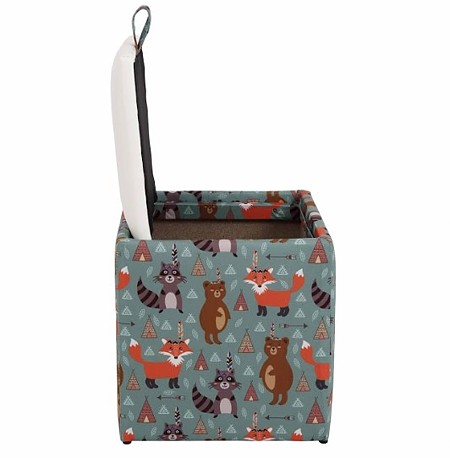 Taburet Box piele ecologica, microfibra, multicolor, cu depozitare, 37 x 37 x 42 cm