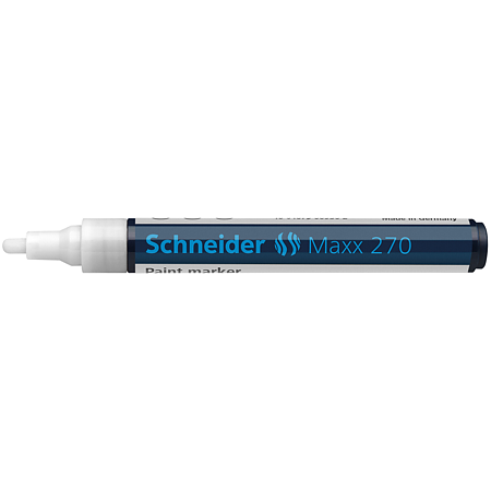 Marker permananet Schneider, varf rotund 3 mm, cu vopsea alba 270 Marker permananet Schneider, varf rotund 3 mm, cu vopsea alba 270