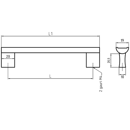 Maner AA331B 128 mm, aluminiu mat