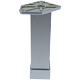 Picior patrat cu flansa pentagon, finisaj aluminiu, 40 mm