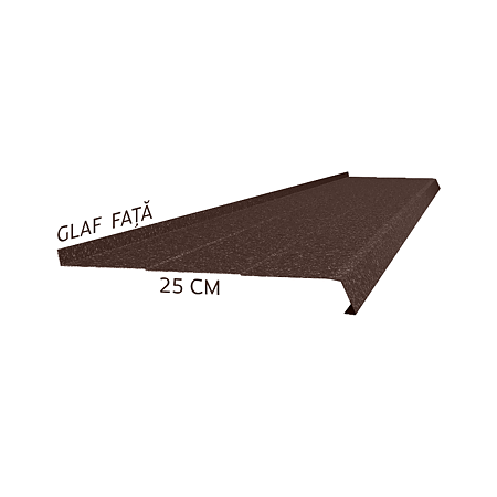 Glaf metalic exterior Caretta Briliant Z250, otel, maro, RAL 8017, 1500 x 250 mm