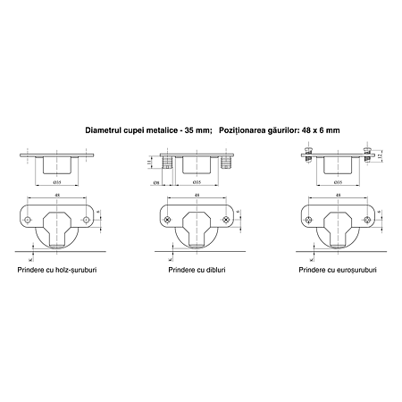 Balama usa semiaplicata TEKO cu amortizare si placuta de montaj H=2