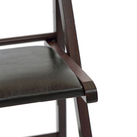 Scaun pliabil lemn Basic, wenge, sezut piele ecologica, maro, 79 x 42 cm