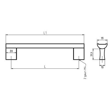 Maner AA331B 160 mm, aluminiu mat