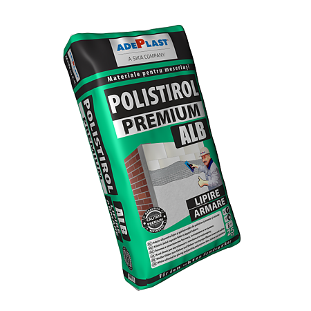 Adeziv polistiren Adeplast Polistirol Premium, interior/exterior, alb, 25 kg