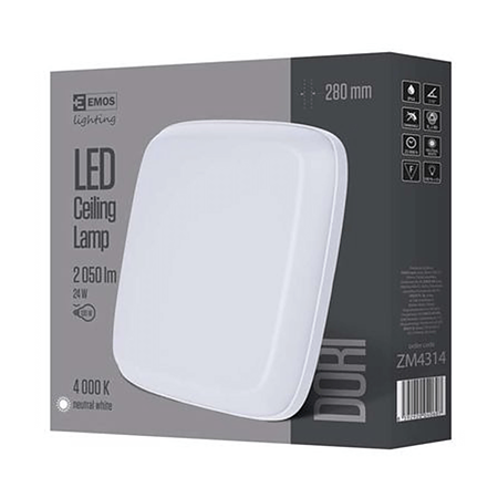 Plafoniera LED Dori, IP54, 24W, lumina alba neutra, 28 x 28 cm