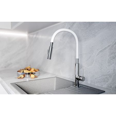 Chiuveta bucatarie Ferro Mezzo II DRGM48/58GA, granit, gri, cuva reversibila, adancime 15,7 cm, 58 x 48 cm