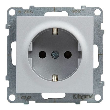 Priza simpla 2P+T Legrand New Suno L721320,  250 V, aluminiu
