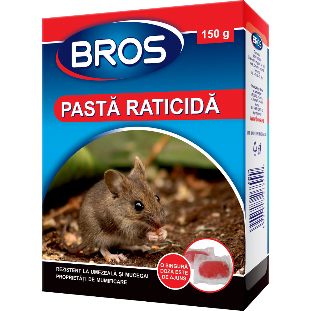 Pasta raticida Bros, 15 pliculete x 10 g