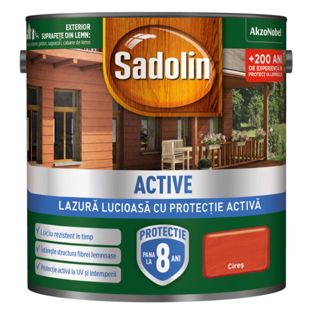 Lazura lucioasa pentru lemn Sadolin Active, cires, interior/exterior, 0.75 l