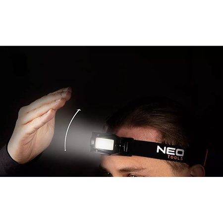 Lanterna frontala reincarcabila Neo Tools 99-069 Led COB, 3 W, 180 lm, 4 moduri iluminare, cablu USB