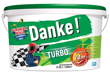 Vopsea lavabila interior Danke Turbo alb, 2.5 l