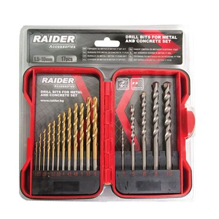 Set 17 burghie Raider, mandrina standard, pentru  metal si beton, 1.5-10 mm