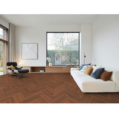 Parchet laminat 8 mm Berry Alloc Chateau + Merbau Brown B6311, Herringbone B, clasa de trafic 33, OmniLoc A&B, 504 x 84 mm