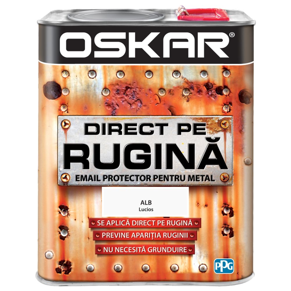 Vopsea Oskar Direct Pe Rugina, alb, interior/exterior, 2.5 l 2.5