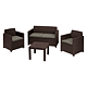 Set mobilier de gradina, 4 piese, Keter Alabama, plastic, 2 scaune 65 x 67 x 77cm, canapea 129 x 67 x 77 cm, masa 59 x 59 x 43cm, maro