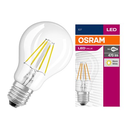 Bec LED Osram Classic A40, 4 W, 470 lm, lumina calda 2700 K