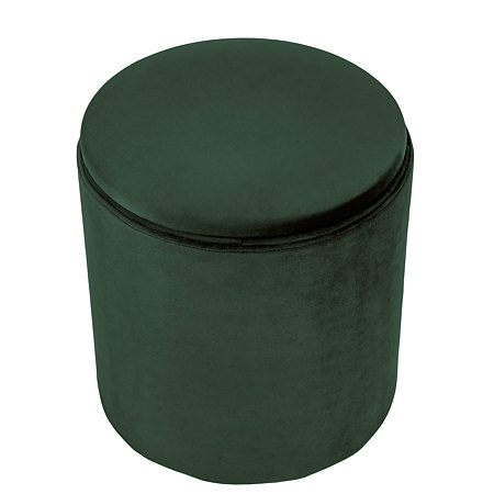 Taburet Nadia, stofa verde H56, cu spatiu depozitare, rotund, 37 x 37 x 42 cm