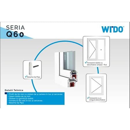 Fereastra PVC, 4 camere, deschidere simpla, stanga, alb, 100 x 120 cm 