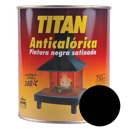 Vopsea alchidica rezistenta la temperaturi inalte Titan, negru satin, interior/exterior, 0,75l
