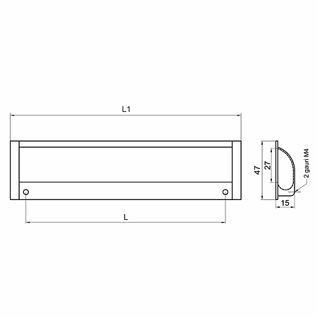 Maner ingropat cu terminatii din zamac FA 23676, aluminiu mat, 160 mm