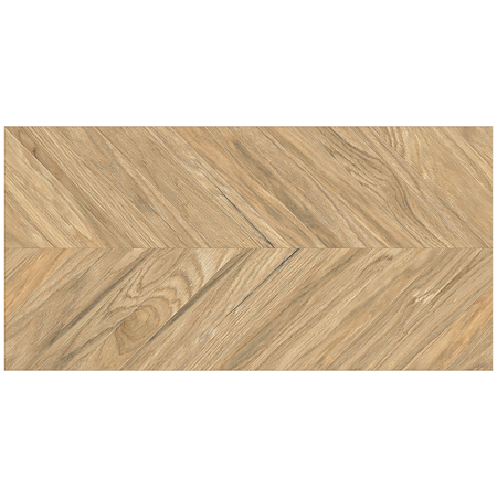 Gresie portelanata exterior/interior KAI Tilia brown, rectificata, tip chevron, mat, decor lemn, maro, 60 x 120 cm