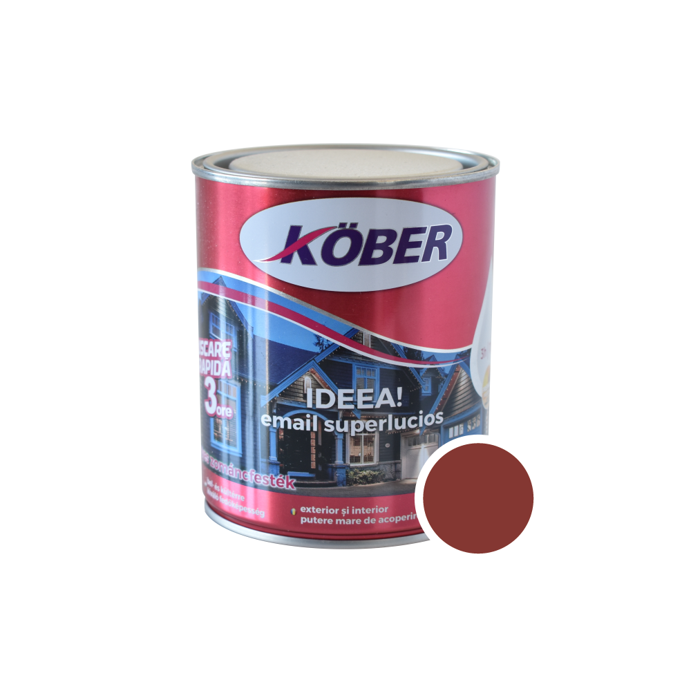 Vopsea email Kober Ideea pentru lemn/metal/sticla, interior/exterior, maro roscat, 0,75 l 075