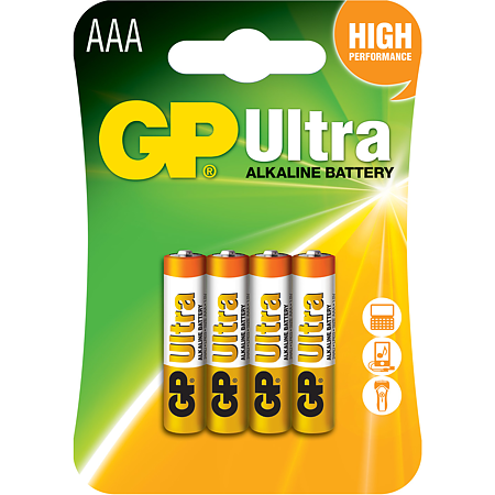 Baterii alcaline GP, AAA/R3, blister 4 bucati