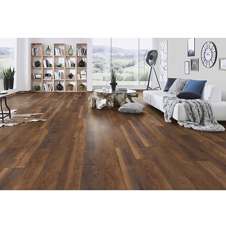 Parchet laminat 10 mm Kronospan Atlantic K411 Laguna Oak, nuanta inchisa, clasa de trafic 33, twin click + si 1click2go pure +, 1288 x 195 mm