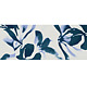 Faianta decor Rak Ceramics Blossom, finisaj estetic, gri deschis, model floral albastru, 20 x 50 cm