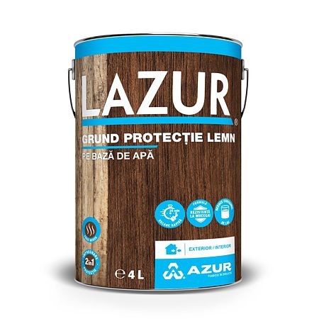 Grund protectie pentru lemn Azur, pe baza de apa, incolor, 4 L