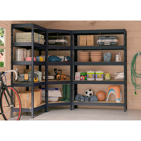 Raft Ar Shelving, lemn si metal, gri, 180 x 90 x 90 cm