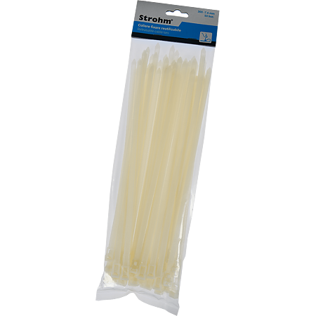 Coliere reutilizabile PVC Strohm, 7-6 x 300 mm, alb, 50 bucati