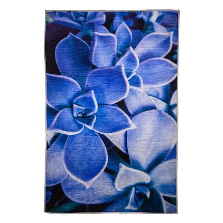 Covor modern Blue Flower, poliester, albastru, 60 x 90 cm