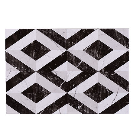 Faianta decorativa Pompei, finisaj estetic, alb si negru, model geometric, 27,5 x 40 cm