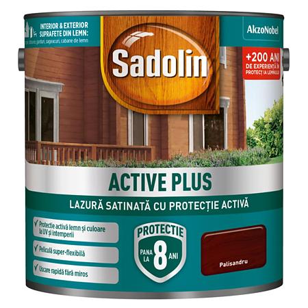 Lazura satinata pentru protectia lemnului Sadolin Active Plus WB, palisandru, interior/exterior, 2.5 l