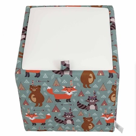 Taburet Box piele ecologica, microfibra, multicolor, cu depozitare, 37 x 37 x 42 cm