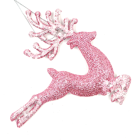 Decoratiune pentru Craciun, Ren, plastic, roz, 13 x 2 x 12 cm
