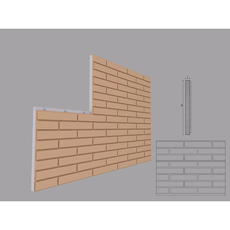 Termosistem decorativ Akfix FPTD06, polistiren, design caramida, 500 x 100 x 2000 mm