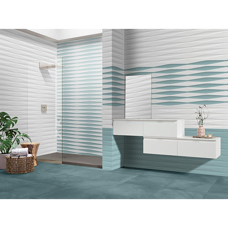 Faianta baie rectificata Stripes, multicolor, lucios, model, 60 x 30 cm