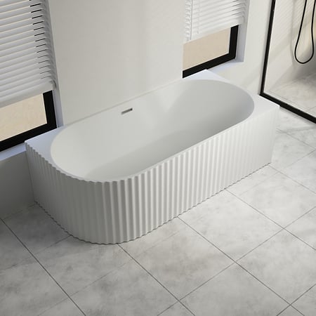 Cada baie freestanding Bali Sanotechnik, montaj dreapta, acryl, ovala, alb, 170 x 80 x 56 cm