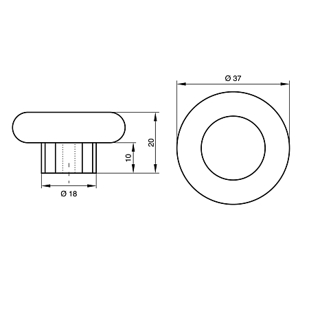 Buton Tor Teko 8145-E, plastic, galben, 37 mm