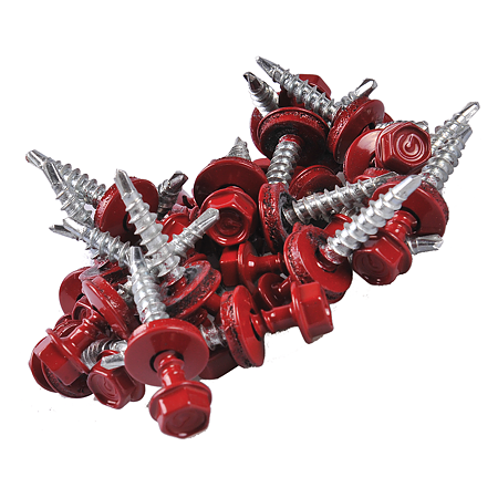 Surub autoperforant, pentru acoperisuri, rosu, RAL 3011, 4,8 x 35 mm