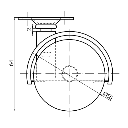 Rotila cu flasa, diametru 50 mm, material plastic