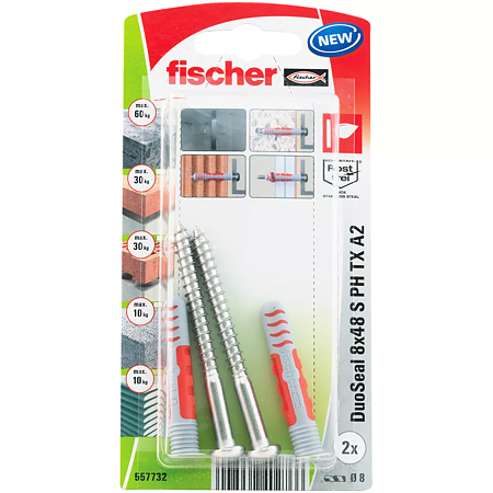 Diblu Fischer DuoSeal, nylon, rosu, 8 x 48 mm, 2 buc.