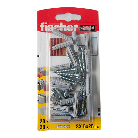 Diblu din nailon cu surub, Fischer SX, 5 x 25 mm, 3.5 x 35 mm, 20 buc