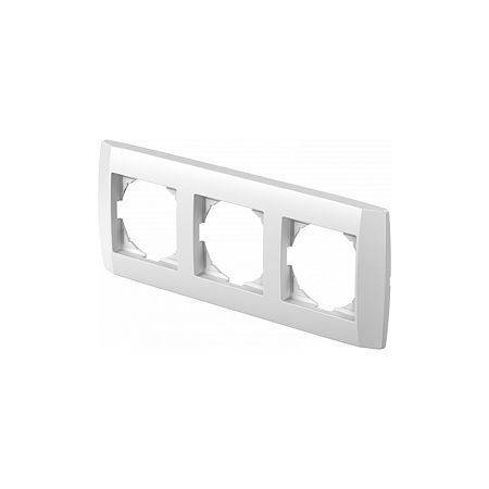 Rama decorativa tripla TEM, Logiq, 3 module, plastic, polar white